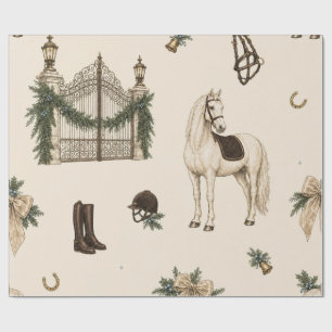 Equestrian Christmas Ivory Wrapping Paper