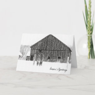 Equestrian Christmas Monochrome Holiday Horse Card