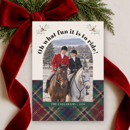 Equestrian Christmas Photo Classic Tartan Plaid Holiday Card