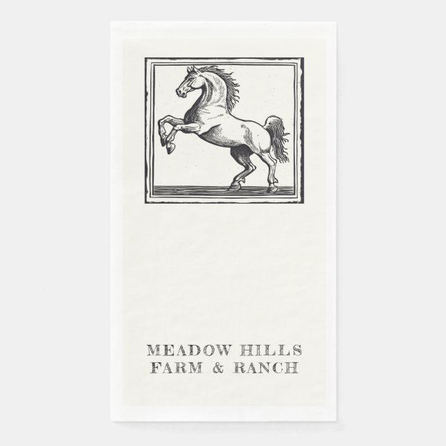 Equestrian Custom Text Vintage Horse Bath Napkin (Front)