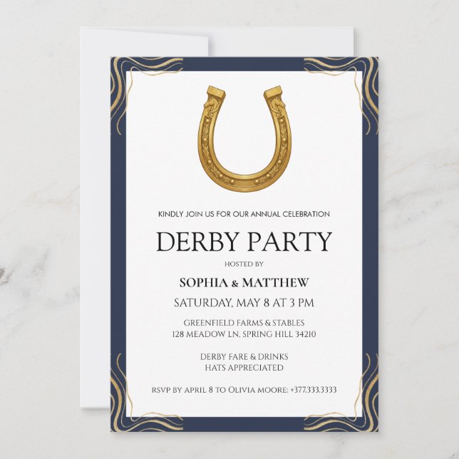 Equestrian Derby Party Modern Race Horse Invite (Front)
