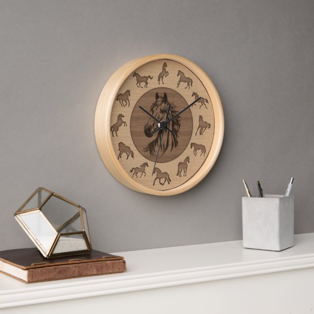 Equestrian Elegance - Silent Horse Themed Clock (Office)