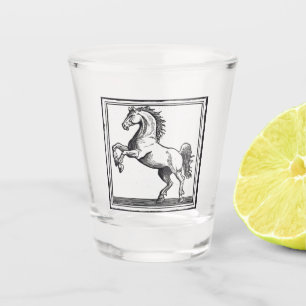 Equestrian Elegant Vintage Horse Illustration Shot Glass