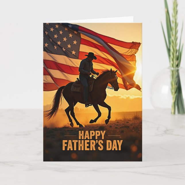 Equestrian Fathers Day Flag Card (Front)