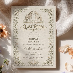Equestrian Floral Last Rodeo Bridal Shower Invitation