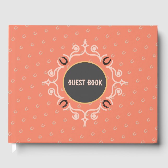Equestrian Frame Lucky Horseshoe Pattern Guest Book (Front)