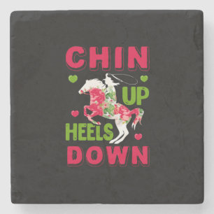 Equestrian Gift Chin Up Heels Down Stone Coaster