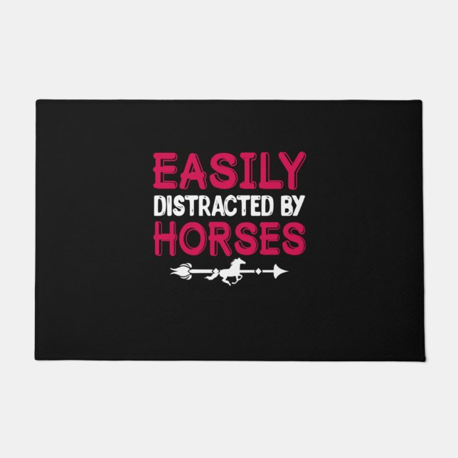 Equestrian Gift | Easily Distracted By Horses Doormat (Front)