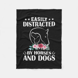 Equestrian Gift Easily Distracted By Horses Fleece Blanket