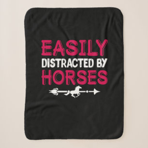 Equestrian Gift Easily Distracted By Horses Sherpa Blanket
