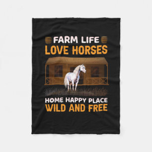 Equestrian Gift Farm Life Love Horses Fleece Blanket