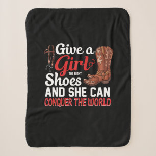 Equestrian Gift Give A Girl Shoes Sherpa Blanket