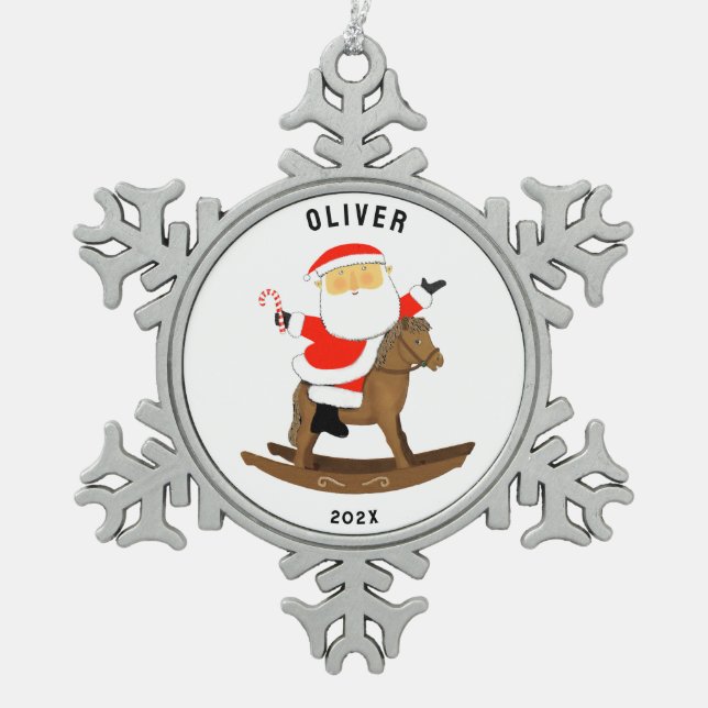 Equestrian Horse 2025 Collectable  Snowflake Pewter Christmas Ornament (Front)