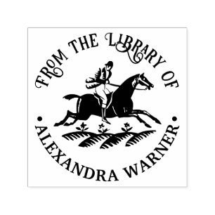 Equestrian Horse and Rider Library Book Name  Self-inking Stamp