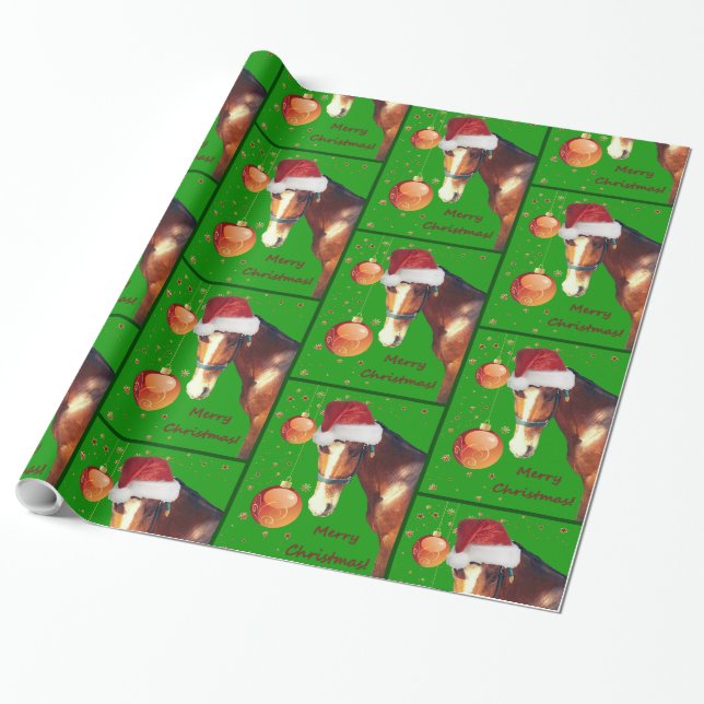 Equestrian Horse Christmas Wrapping Paper (Unrolled)