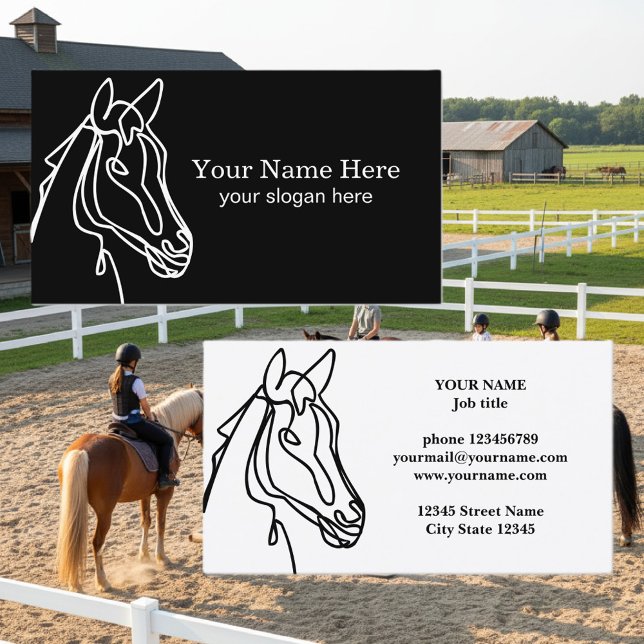 Equestrian horse company business card template (horse business card)