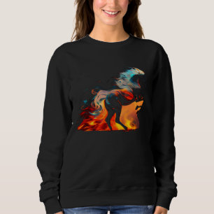 Equestrian Horse  Fire Cowgirl Western Rodeo Sweatshirt