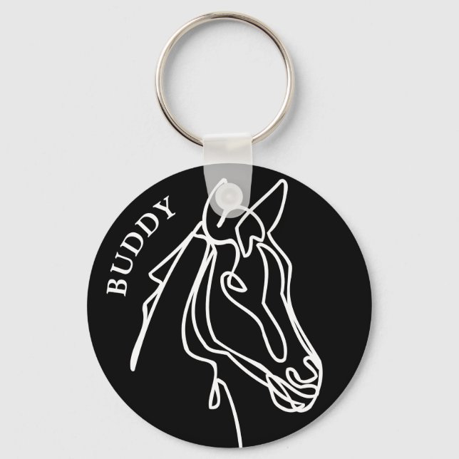 Equestrian horse head outline sketch drawing  key ring (Front)