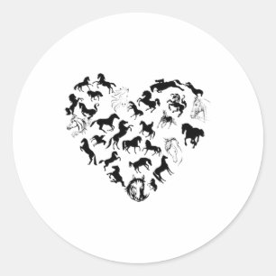 Equestrian Horse Heart Horseback Western Riding Wo Classic Round Sticker