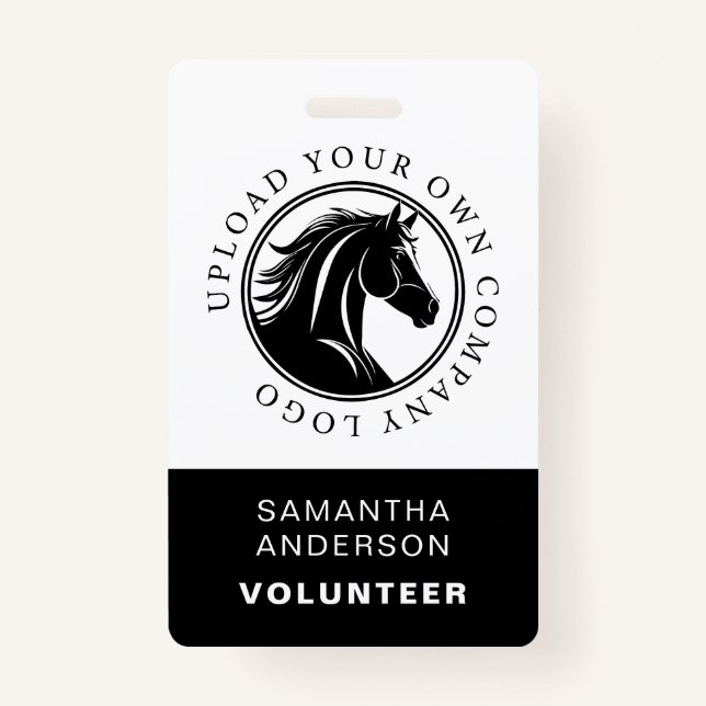 Equestrian Horse Logo Volunteer Employee QR Code ID Badge (Front)