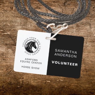 Equestrian Horse Logo Volunteer Employee QR Code ID Badge