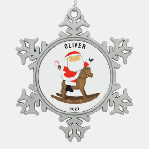 Equestrian Horse Lover Collectable Snowflake Pewter Christmas Ornament