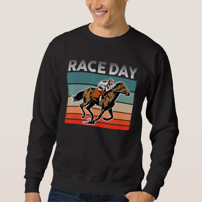 Equestrian Horse Racing Racer Horse Jockey Retro R Sweatshirt (Front)