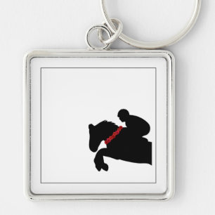 Equestrian Horse Show Rider Jumper Red Roses Key Ring