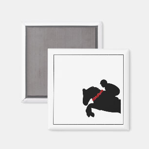 Equestrian Horse Show Rider Jumper Red Roses Magnet