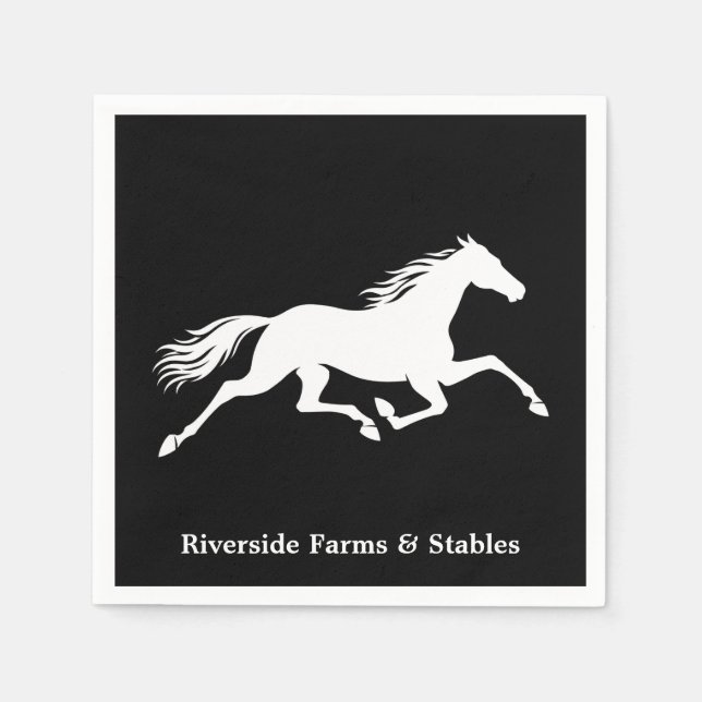 Equestrian Horse Stable Name Black Napkin (Front)