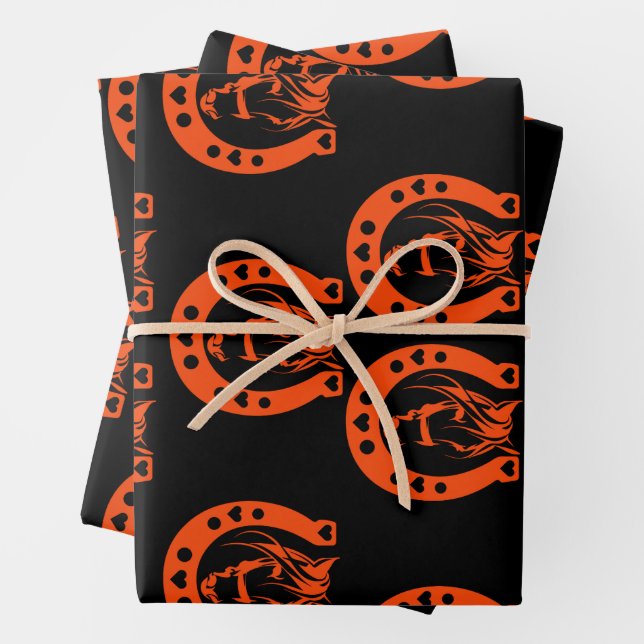 Equestrian Horseback Gift Wrapping Paper Sheet (In situ)