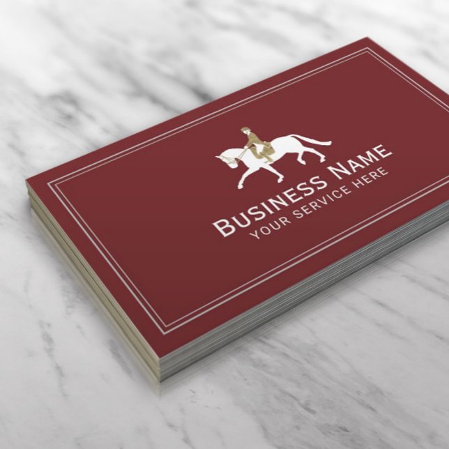 Equestrian Horseback Riding Elegant Horse Red Business Card (Creator Uploaded)