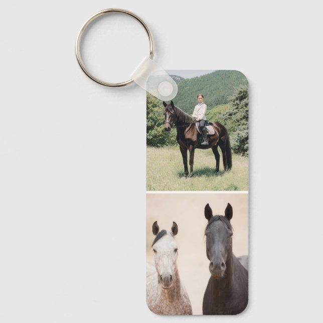 Equestrian Horses 2 Photo Collage Custom Text Key Ring (Front)