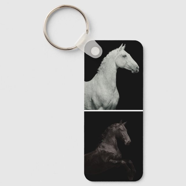 Equestrian Horses 2 Photo Collage Custom Text Key Ring (Front)