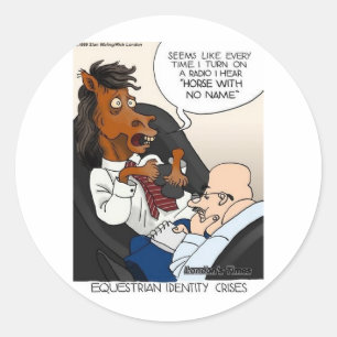 Equestrian Identity Crisis Funny Gifts & Tees Classic Round Sticker