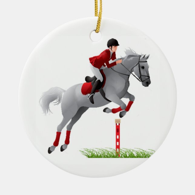 Equestrian Jumper Ceramic Tree Decoration (Front)