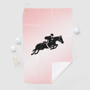 Equestrian Jumper Pink Golf Towel