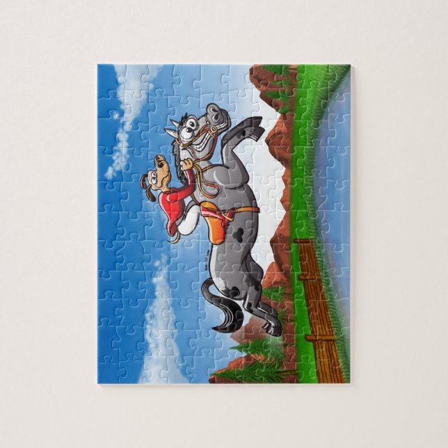 Equestrian Jumping Dog Jigsaw Puzzle (Vertical)