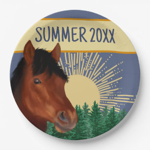Equestrian Lover Brown Horse Paper Plate