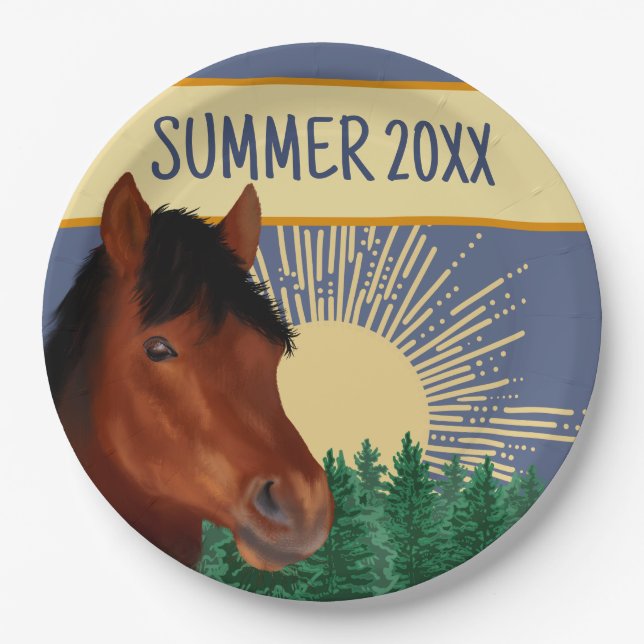 Equestrian Lover Brown Horse Paper Plate (Front)