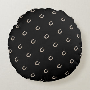 Equestrian Lucky Horse Shoe Pattern Round Cushion