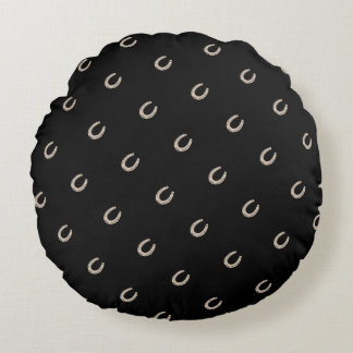 Equestrian Lucky Horse Shoe Pattern Round Cushion