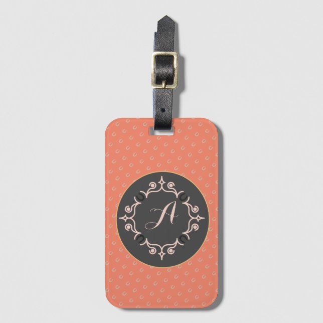 Equestrian Monogram Lucky Horse Shoe Luggage Tag (Front Vertical)