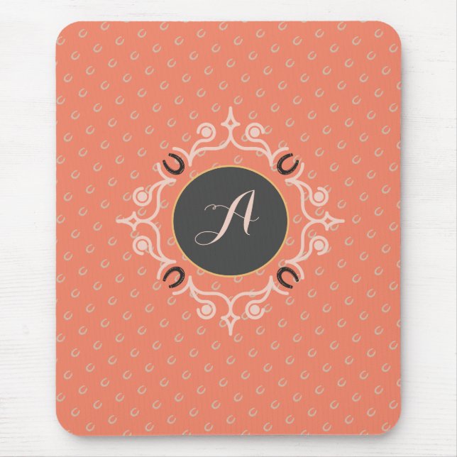 Equestrian Monogram Lucky Horse Shoe Mouse Pad (Front)