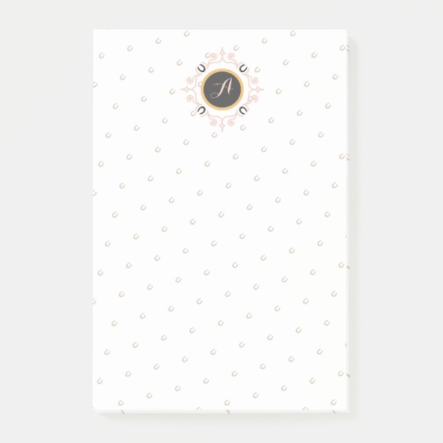 Equestrian Monogram Lucky Horseshoe Pattern Post-it Notes (Front)