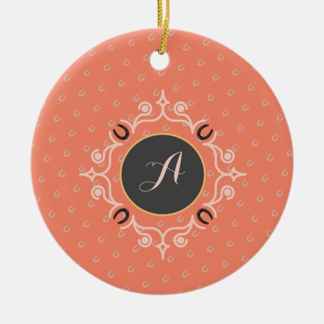 Equestrian Monogram Photo  Ceramic Ornament (Front)