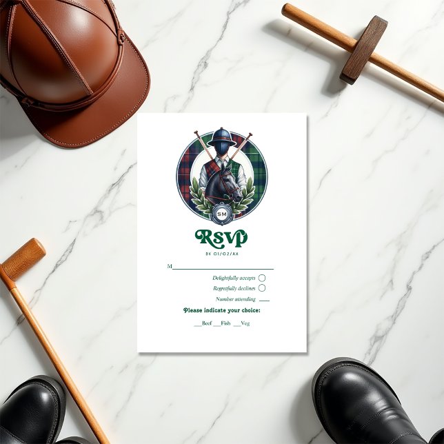 Equestrian Monogram Polo Crest Baby Shower RSVP Card (Equestrian Monogram Polo Crest Baby Shower RSVP Card)