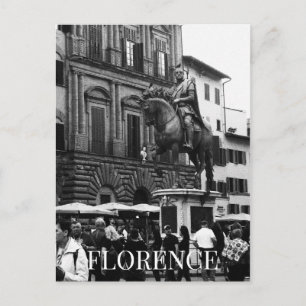 Equestrian Monument of Cosimo Florence + Tourists Postcard