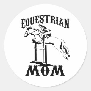 Equestrian Mum Cool Girl Ladies Horse Racers Funny Classic Round Sticker
