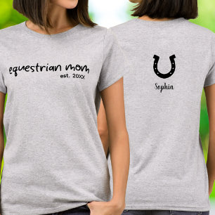 Equestrian Mum Est. Horseshoe with Name on Back T-Shirt